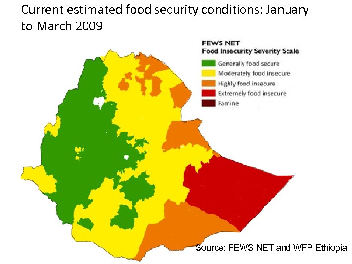 Current estimated food security conditions: January to March 2009 Source: FEWS NET and WFP