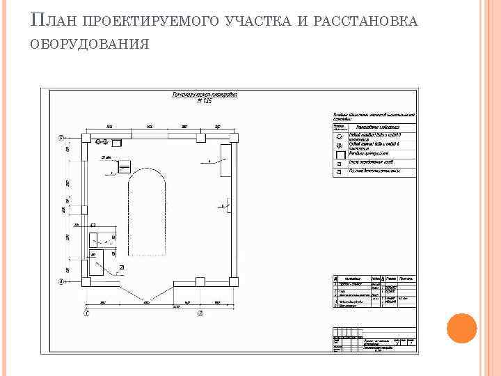 ПЛАН ПРОЕКТИРУЕМОГО УЧАСТКА И РАССТАНОВКА ОБОРУДОВАНИЯ 