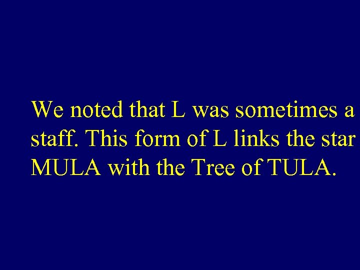 We noted that L was sometimes a staff. This form of L links the