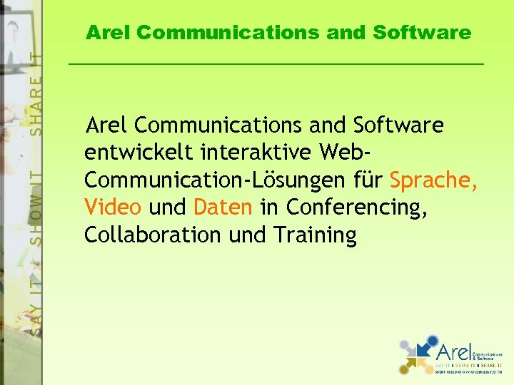 Arel Communications and Software entwickelt interaktive Web. Communication-Lösungen für Sprache, Video und Daten in