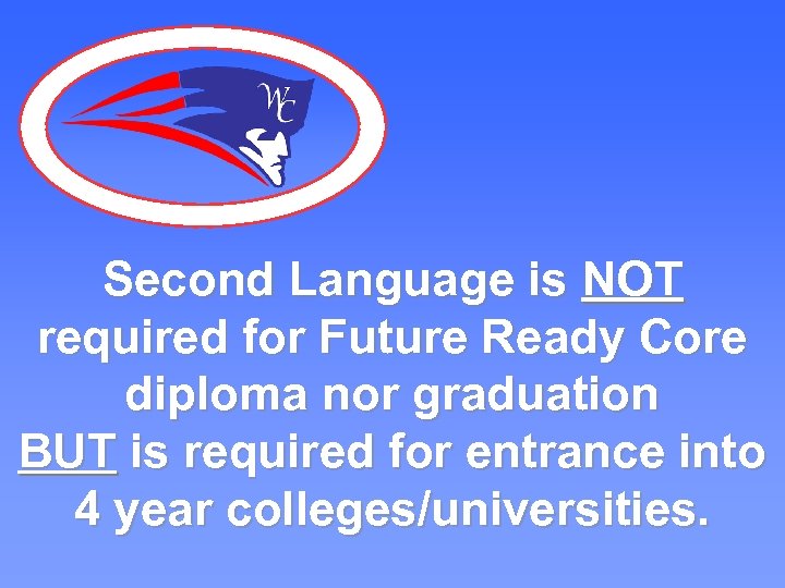 Second Language is NOT required for Future Ready Core diploma nor graduation BUT is