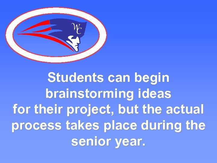 Students can begin brainstorming ideas for their project, but the actual process takes place