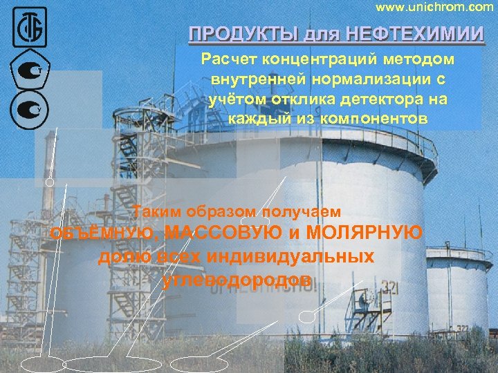 www. unichrom. com ПРОДУКТЫ для НЕФТЕХИМИИ ПРОДУКТЫ Расчет концентраций методом внутренней нормализации с учётом