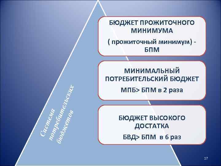 БЮДЖЕТ ПРОЖИТОЧНОГО МИНИМУМА ( прожиточный минимум) - БПМ Сис пот тема бюд ребит ель