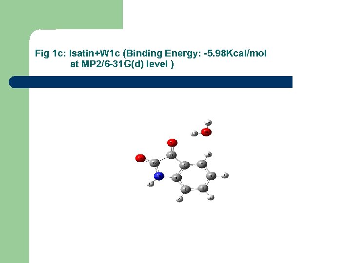 Fig 1 c: Isatin+W 1 c (Binding Energy: -5. 98 Kcal/mol at MP 2/6
