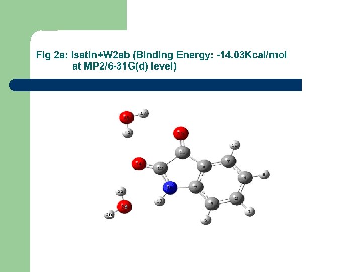 Fig 2 a: Isatin+W 2 ab (Binding Energy: -14. 03 Kcal/mol at MP 2/6