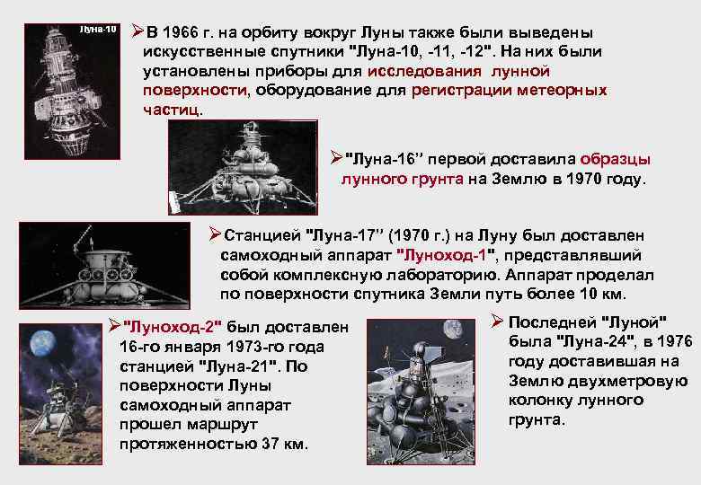 ØВ 1966 г. на орбиту вокруг Луны также были выведены искусственные спутники 