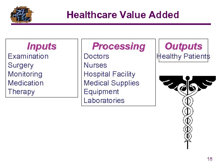 Healthcare Value Added Inputs Examination Surgery Monitoring Medication Therapy Processing Doctors Nurses Hospital Facility