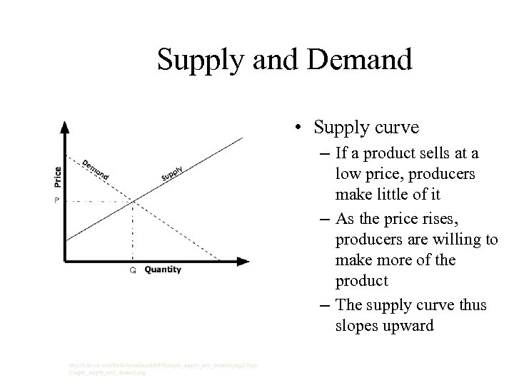 Supply and Demand • Supply curve – If a product sells at a low