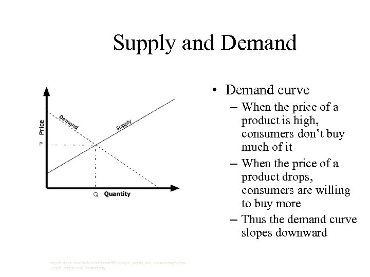 Supply and Demand • Demand curve – When the price of a product is