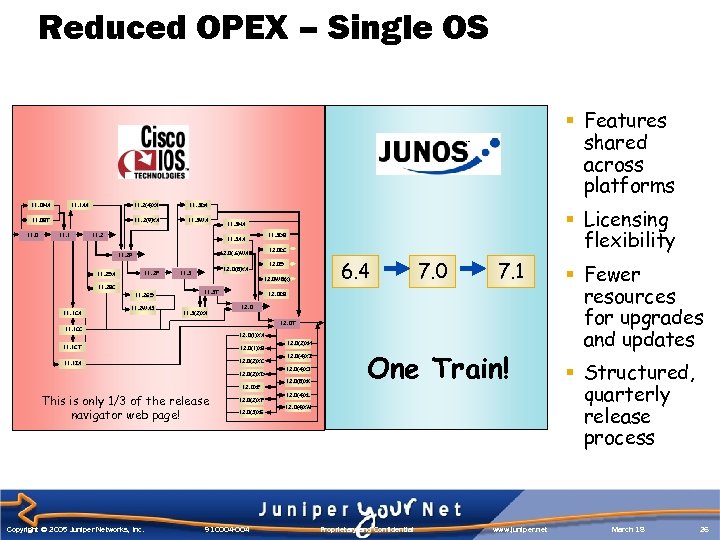 Reduced OPEX – Single OS § Features shared across platforms 11. 1 AA 11.