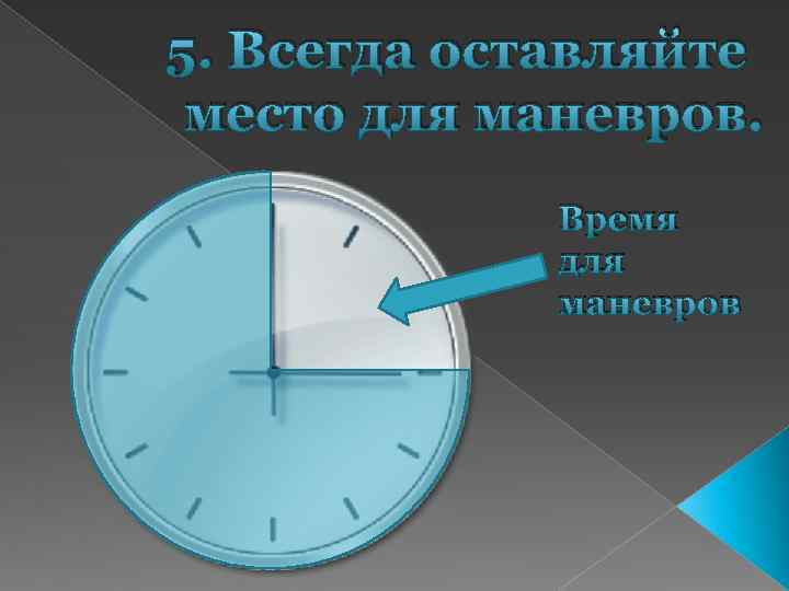 5. Всегда оставляйте место для маневров. Время для маневров 