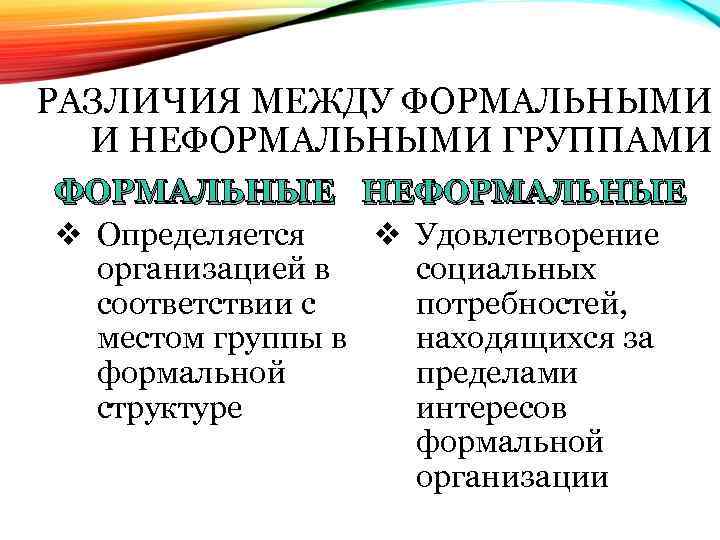 Формальные и неформальные социальные группы