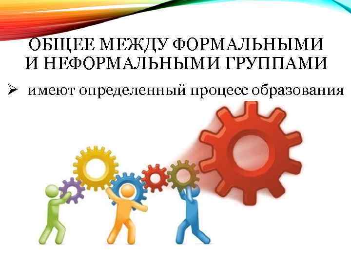 ОБЩЕЕ МЕЖДУ ФОРМАЛЬНЫМИ И НЕФОРМАЛЬНЫМИ ГРУППАМИ Ø имеют определенный процесс образования 
