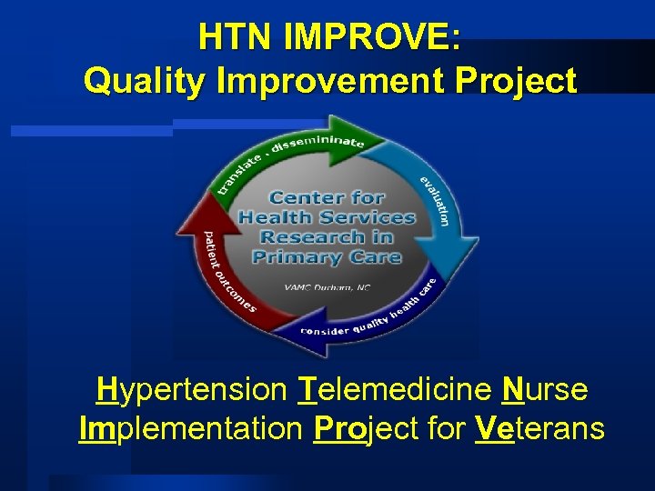 HTN IMPROVE: Quality Improvement Project Hypertension Telemedicine Nurse Implementation Project for Veterans 