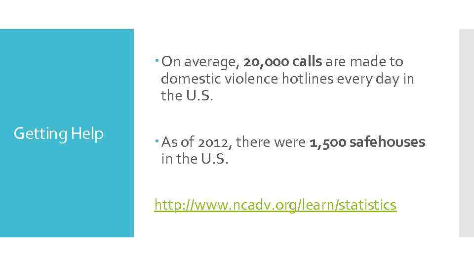  On average, 20, 000 calls are made to domestic violence hotlines every day