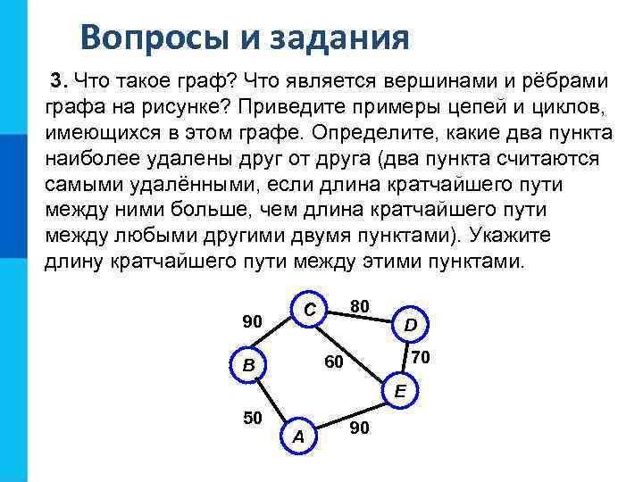 Вопросы и задания 3. Что такое граф? Что является вершинами и рёбрами графа на