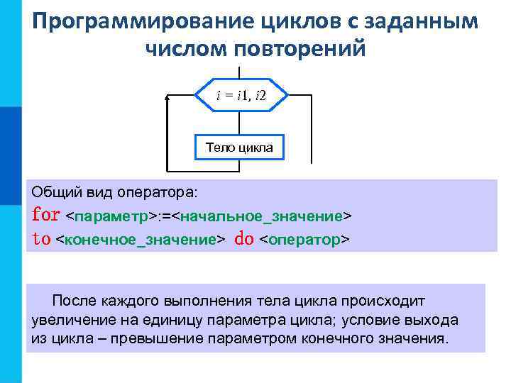 Алгоритмической конструкции цикл с заданным числом повторений. Программирование циклов с фиксированным числом повторений. Операторы цикла в языке программирования 1с. Цикл с заданным числом повторений. Цикл с заданным числом повто.