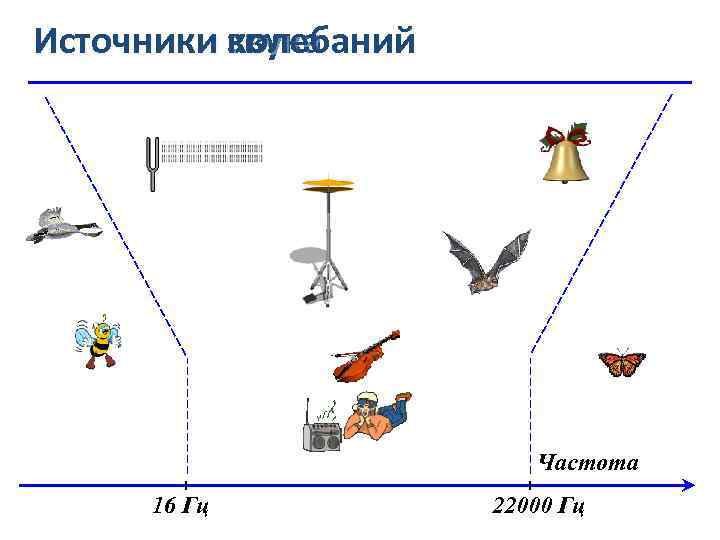 Источники звука колебаний Частота 16 Гц 22000 Гц 