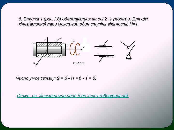5. Втулка 1 (рис. 1. 8) обертається на осі 2 з упорами. Для цієї