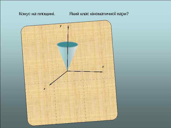 Конус на площині. Який клас кінематичної пари? y x z 