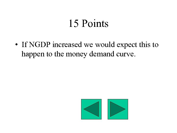 15 Points • If NGDP increased we would expect this to happen to the
