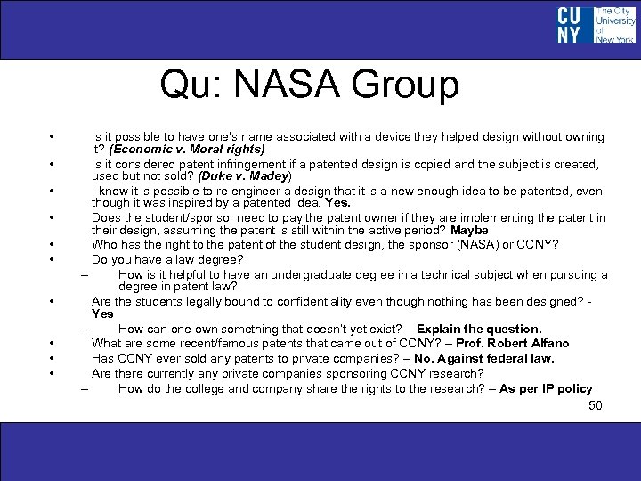 Qu: NASA Group • • • Is it possible to have one’s name associated