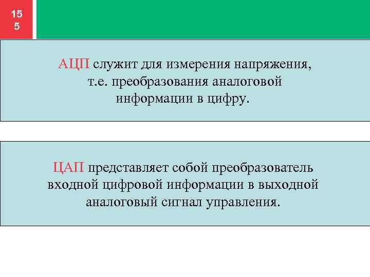 15 5 АЦП служит для измерения напряжения, т. е. преобразования аналоговой информации в цифру.
