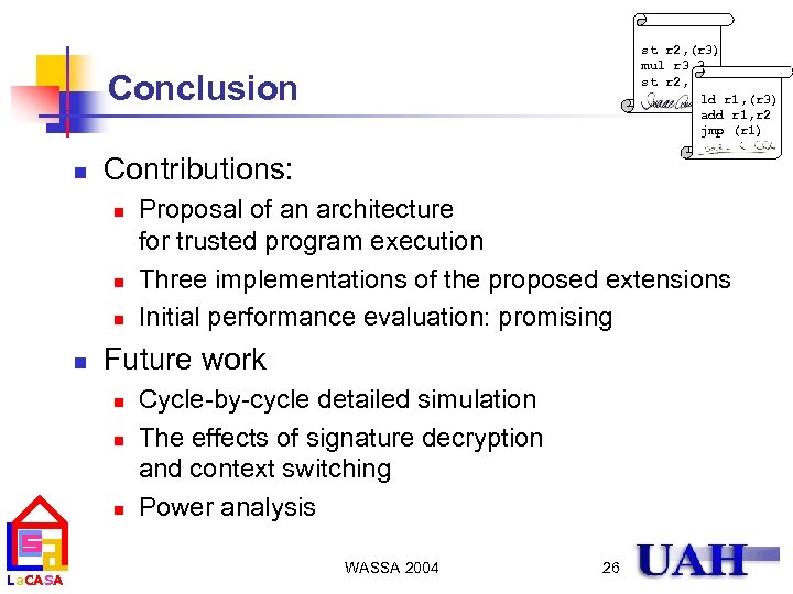 st r 2, (r 3) mul r 3, 3 st r 2, (r 3)