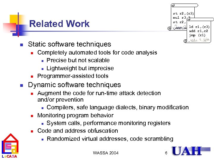 st r 2, (r 3) mul r 3, 3 st r 2, (r 3)