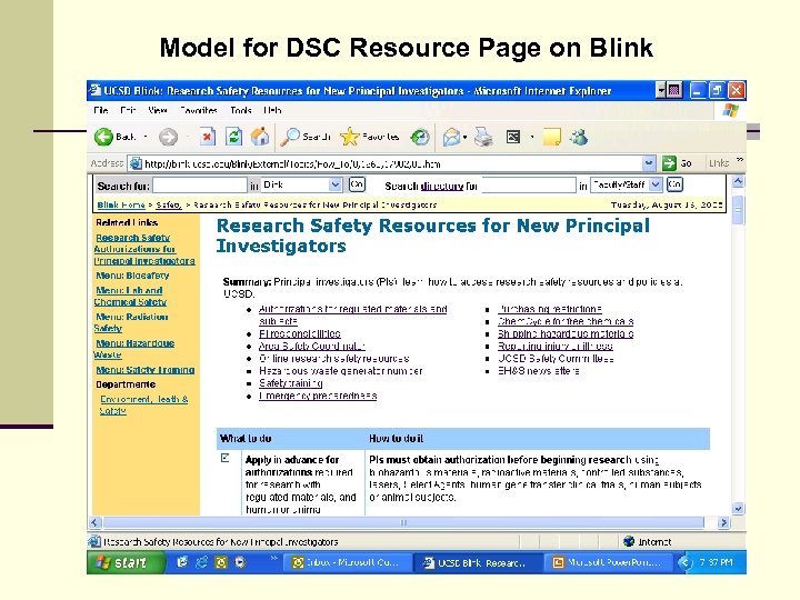 Model for DSC Resource Page on Blink 