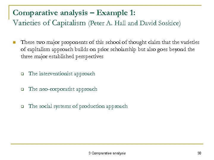 Comparative analysis – Example 1: Varieties of Capitalism (Peter A. Hall and David Soskice)