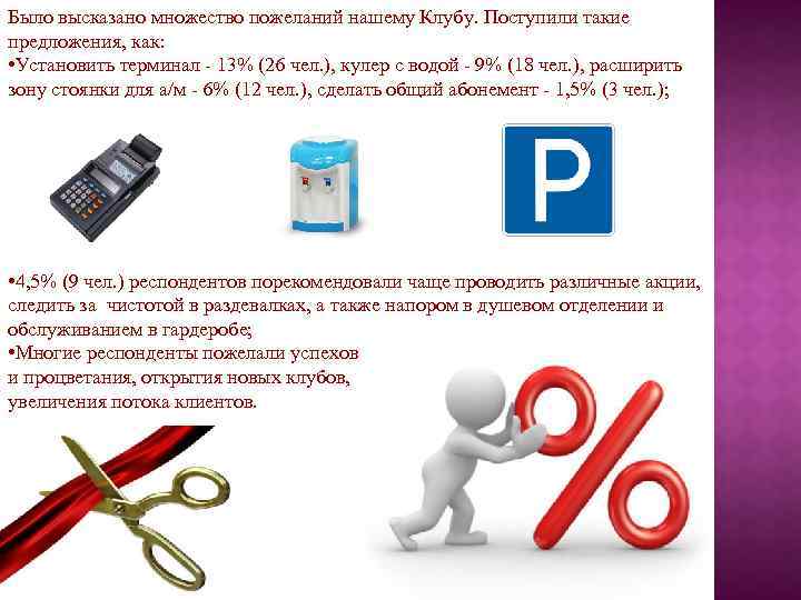 Было высказано множество пожеланий нашему Клубу. Поступили такие предложения, как: • Установить терминал -