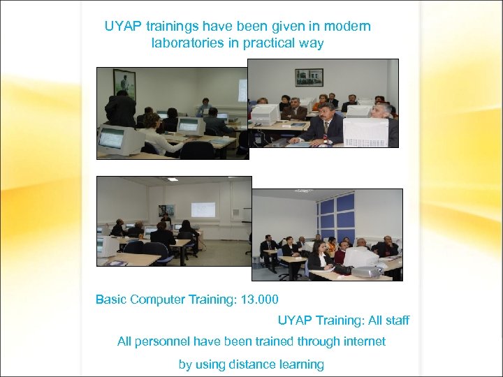 UYAP trainings have been given in modern laboratories in practical way Basic Computer Training: