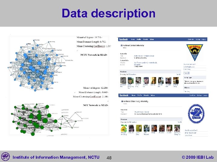 Data description Institute of Information Management, NCTU 48 © 2009 IEBI Lab 