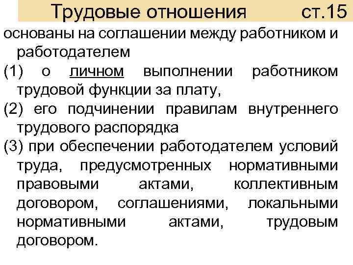 План основы трудовых правоотношений рф