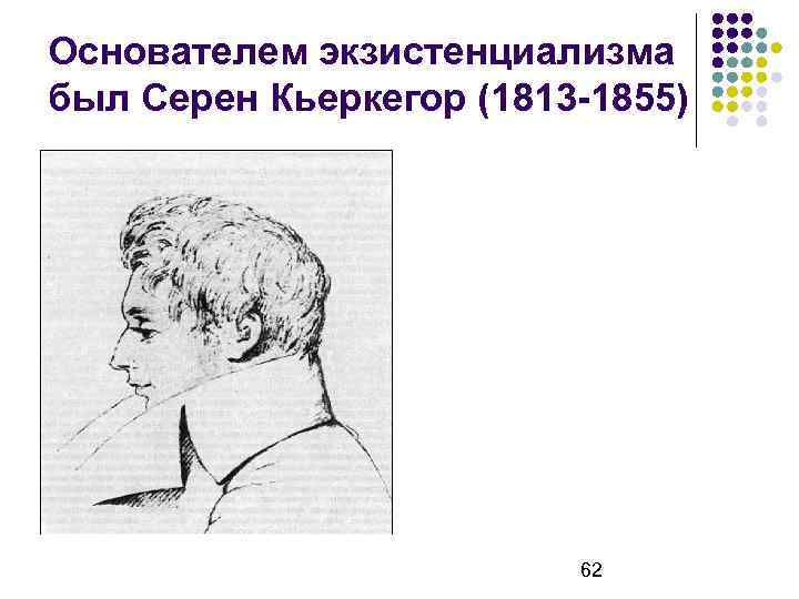 Основателем экзистенциализма был Серен Кьеркегор (1813 -1855) 62 