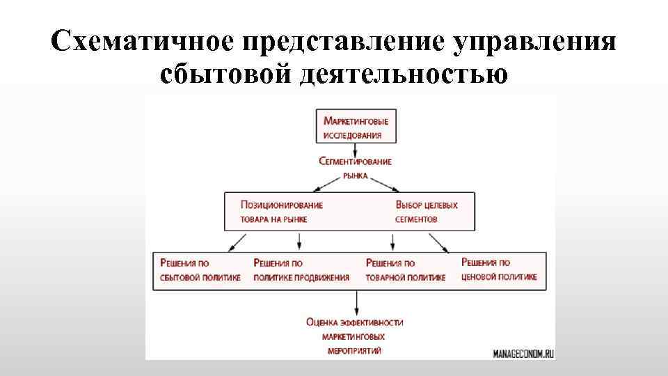 Схематичное представление управления сбытовой деятельностью 