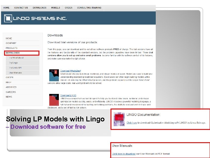 Solving LP Models with Lingo – Download software for free 
