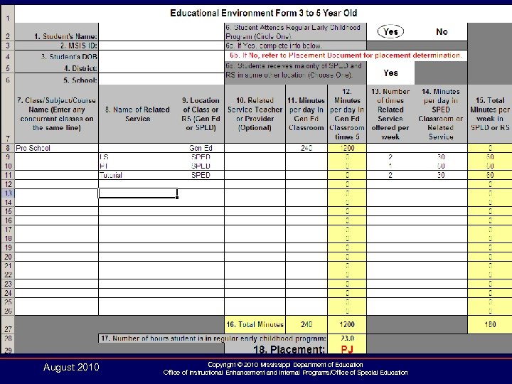 August 2010 Copyright © 2010 Mississippi Department of Education Office of Instructional Enhancement and