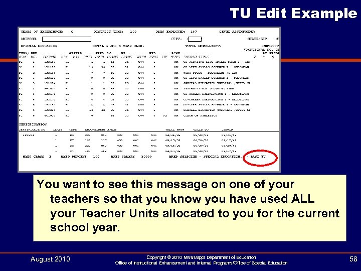 TU Edit Example You want to see this message on one of your teachers