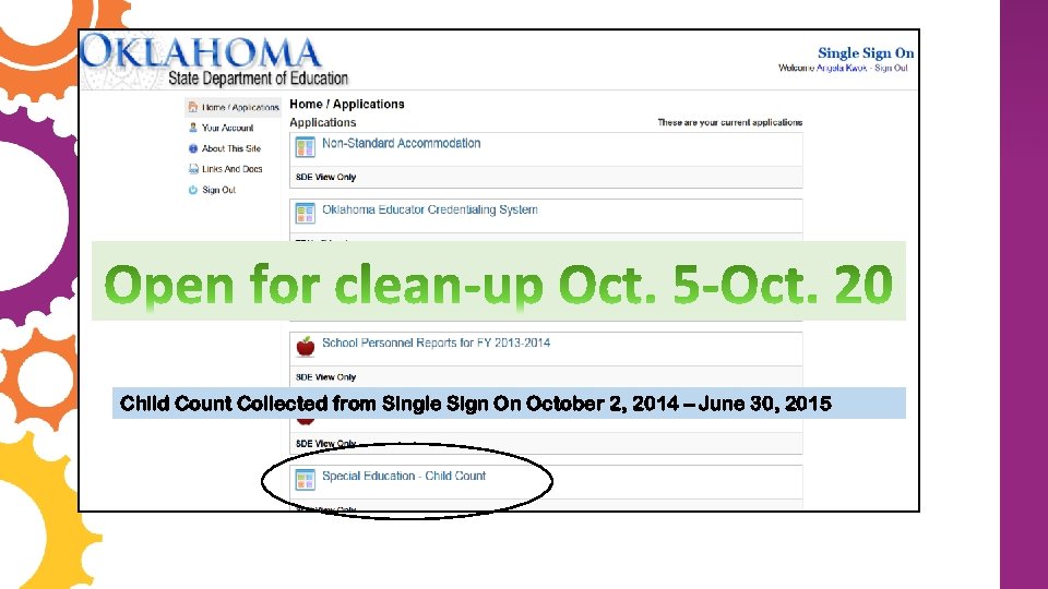 Child Count Collected from Single Sign On October 2, 2014 – June 30, 2015