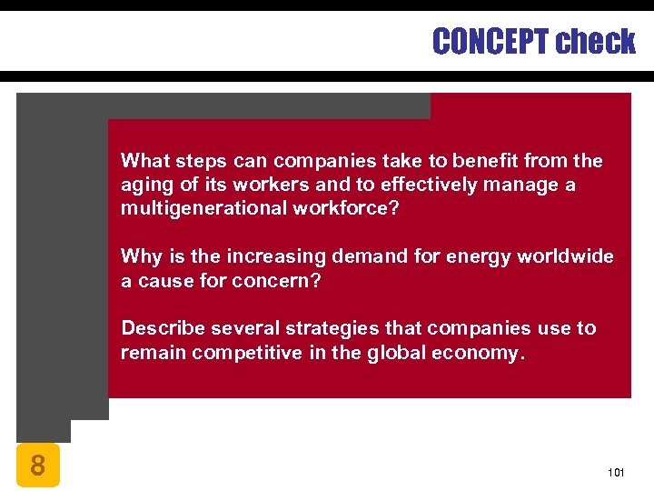 CONCEPT check What steps can companies take to benefit from the aging of its