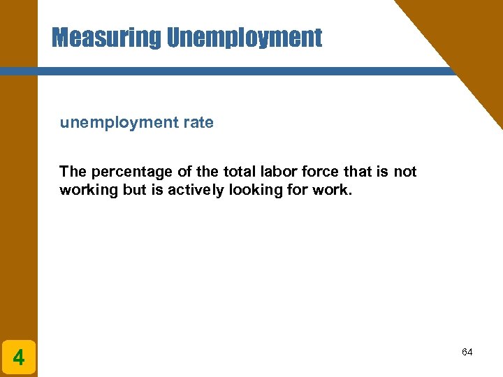 Measuring Unemployment unemployment rate The percentage of the total labor force that is not