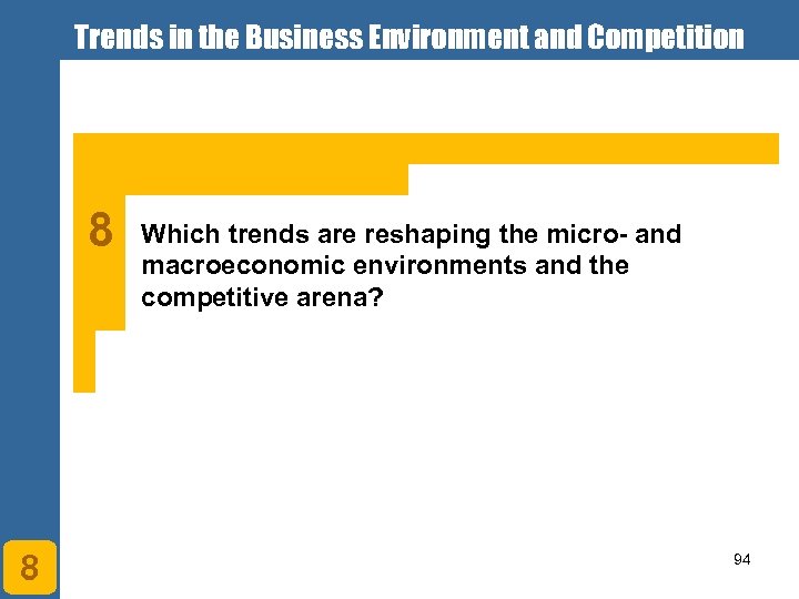 Trends in the Business Environment and Competition 8 8 Which trends are reshaping the