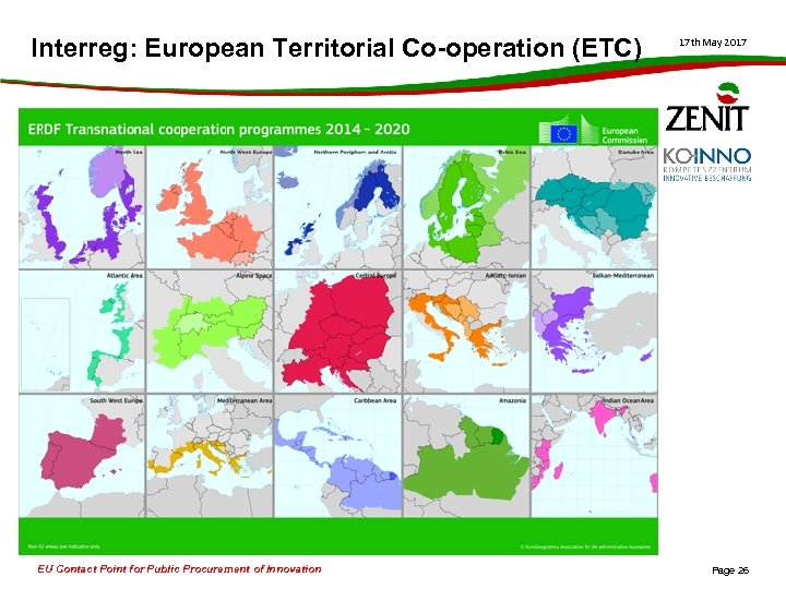 Interreg: European Territorial Co-operation (ETC) 17 th May 2017 Interreg B – transnational cooperation:
