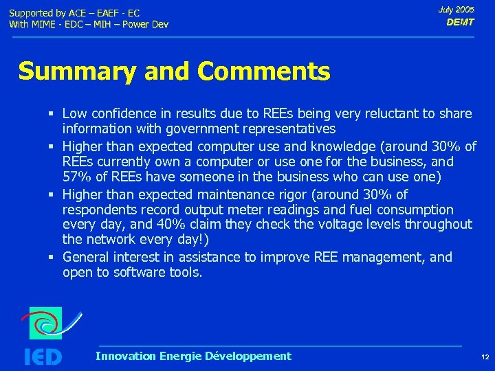 Supported by ACE – EAEF - EC With MIME - EDC – MIH –