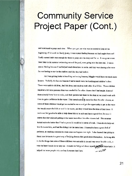 Community Service Project Paper (Cont. ) 21 