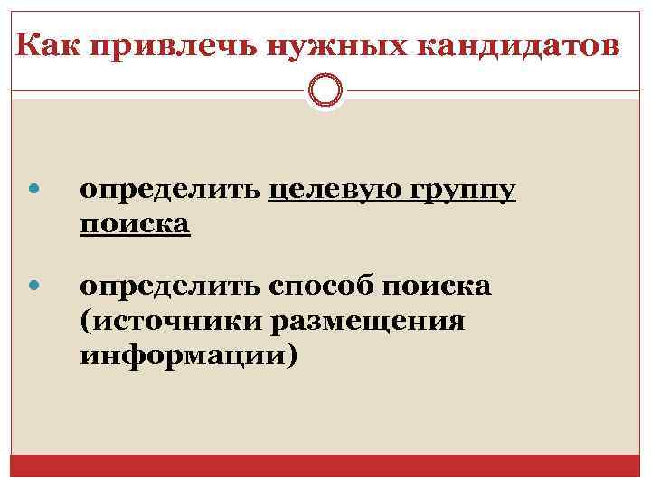 Как привлечь нужных кандидатов определить целевую группу поиска определить способ поиска (источники размещения информации)