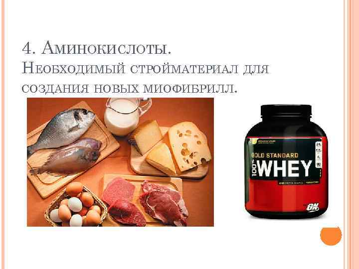4. АМИНОКИСЛОТЫ. НЕОБХОДИМЫЙ СТРОЙМАТЕРИАЛ ДЛЯ СОЗДАНИЯ НОВЫХ МИОФИБРИЛЛ. 